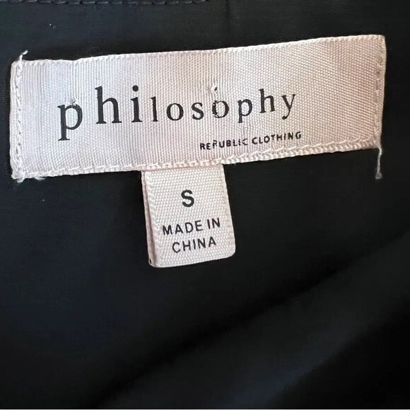 Anthropologie Philosophy black and aqua feather print open back dress size small - Picture 5 of 6